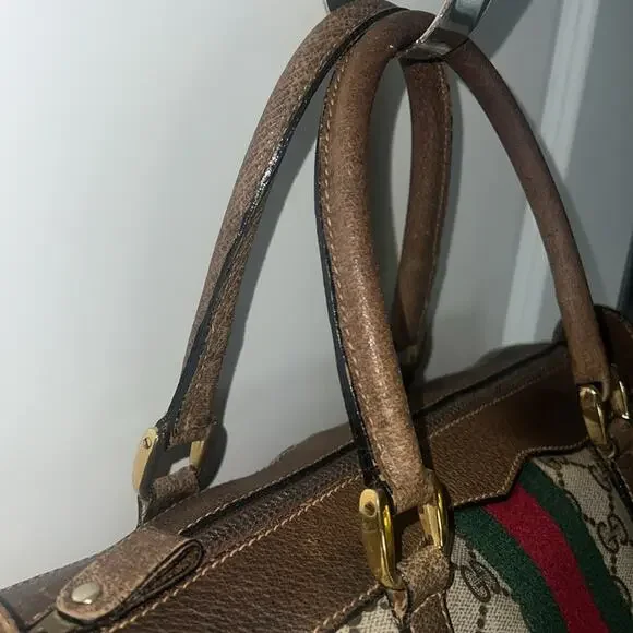 Authentic Gucci Sherry Line Boston Bag – Vintage GG Monogram Canvas Satchel - Picture 7 of 16